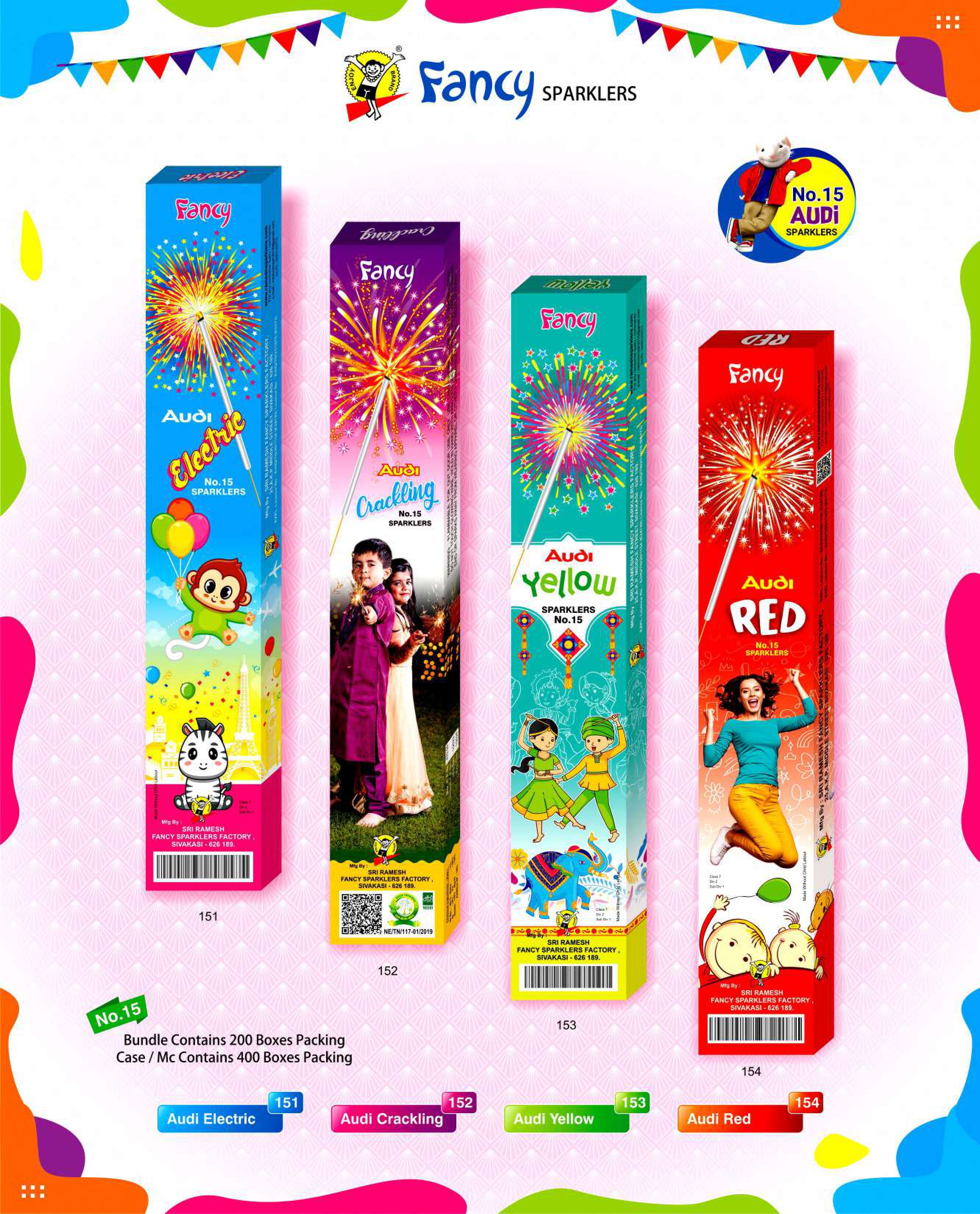15 CM CRACKLING SPARKLERS BRANDED